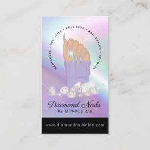 Holographic Nail Tech Nail Salon Trendy Hand Logo Business Card