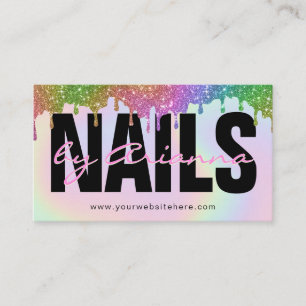 Holographic Nail Tech   Nail Stylist Paint Drip Business Card
