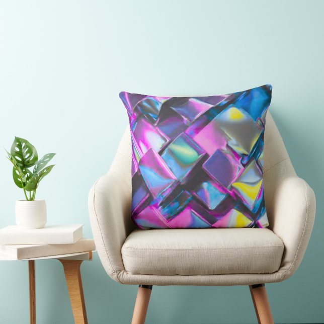 Holographic Neon Glow Aesthetic  Cushion (Chair)