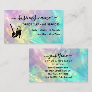 Holographic Office Cleaning Service Business Card