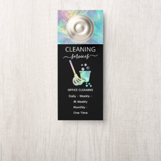 holographic Office Cleaning Service Door Hanger