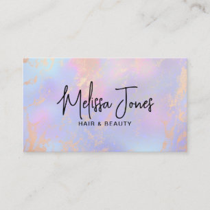 Holographic Opal Blush Rose Gold Business Card