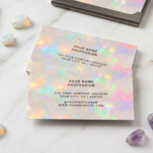 Holographic Opal Foil Dreamy Pastel Beauty Salon Business Card