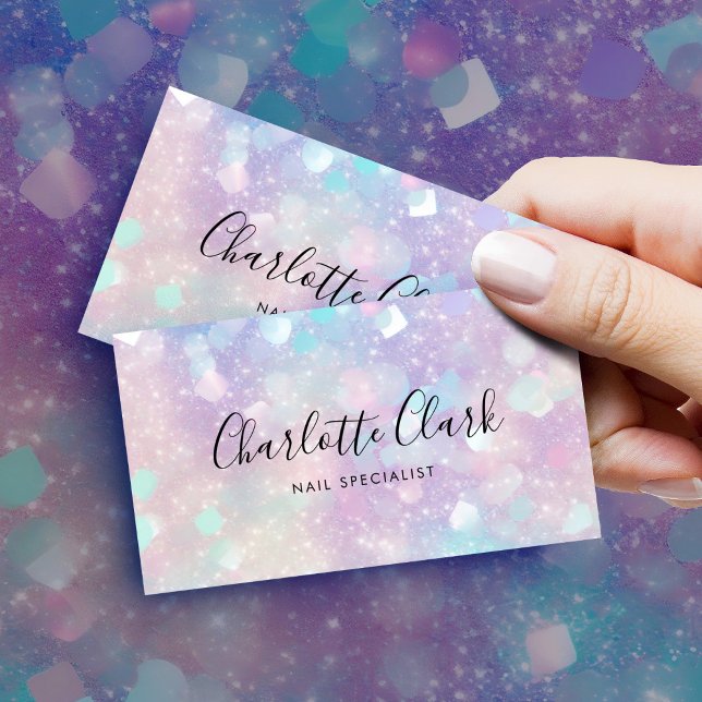 Holographic Opal Glitter QR Code Business Card (Creator Uploaded)