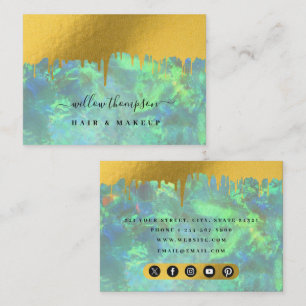 Holographic Opal & Gold Makeup Artist Beauty Salon Business Card