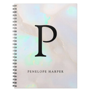 Holographic Opal Iridescent Monogram Chic Notebook