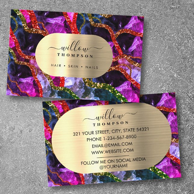 Holographic Opal Purple Geode Agate  Business Card (Holographic Opal Purple Geode Agate Business Card)