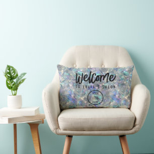 Holographic Opal Stone Background Lumbar Cushion
