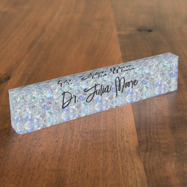 Holographic Opal Stone Background Name  Nameplate (Side)