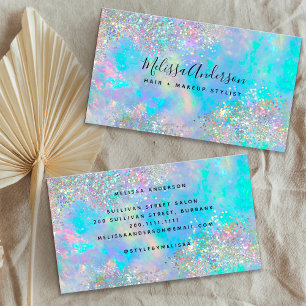 Holographic Opal Stone Glitter  Business Card