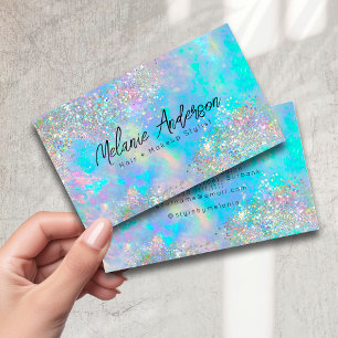 Holographic Opal Stone Glitter Business Card