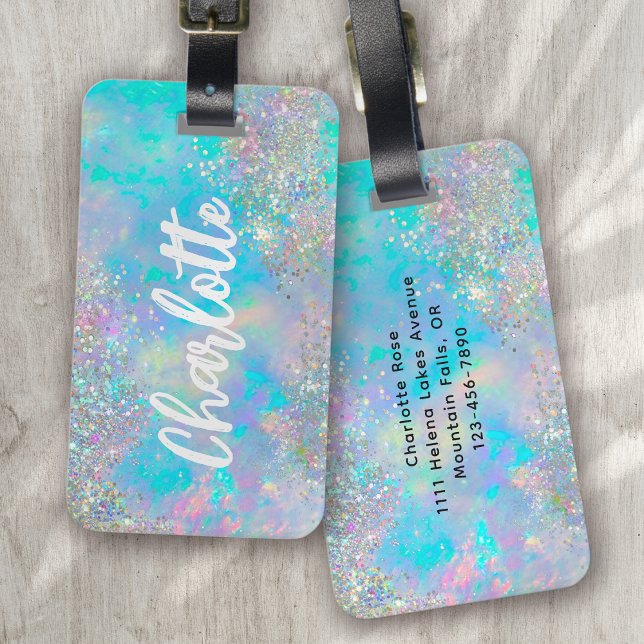 Holographic Opal Stone Glitter Luggage Tag (Creator Uploaded)