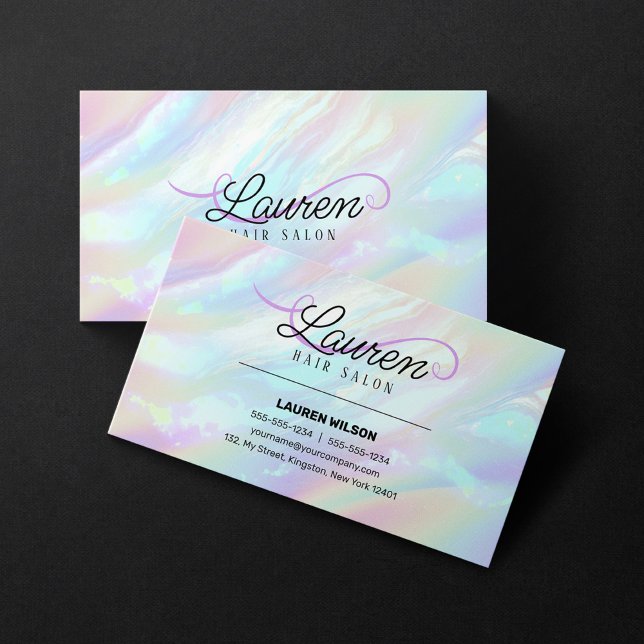 Holographic Opal Stone Hair Salon Hairstylist Business Card (Creator Uploaded)