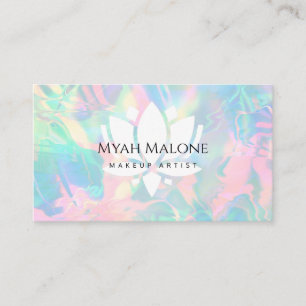 Holographic Opal Stone lotus Business Card
