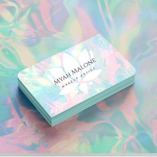Holographic Opal Stone lotus Business Card
