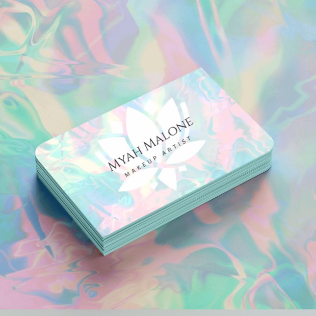 Holographic Opal Stone lotus  Business Card (Creator Uploaded)