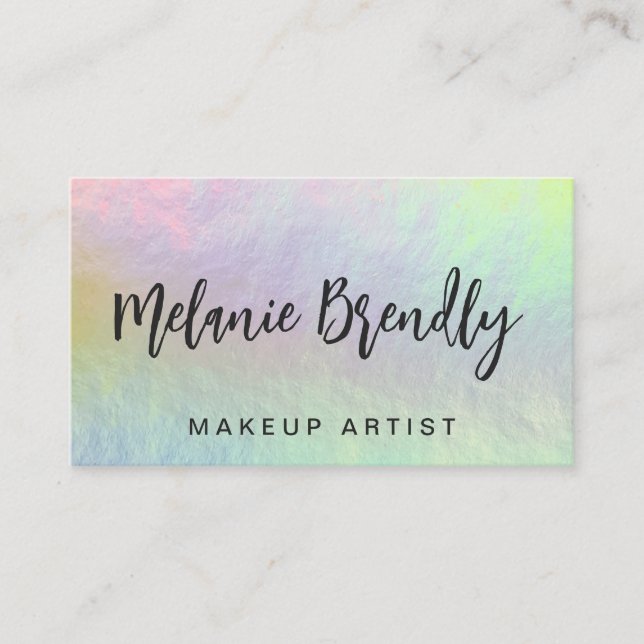 Holographic Opal Stone Minimalist Business Card (Front)