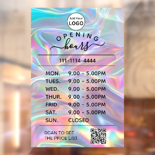 Holographic opening hours logo and qr code