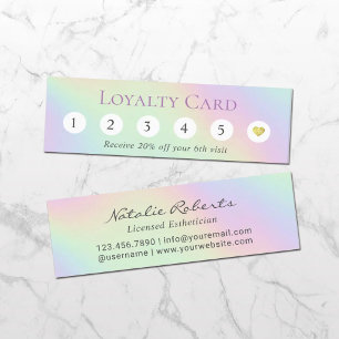 Holographic Pastel 6 Punch Customer Loyalty Card