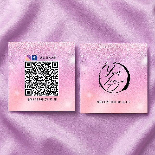 Holographic Pastel Brand Card with QR Code (Holographic Pastel Brand Card with QR Code #glittercards #brandcard #socialmediacard #qrcode)