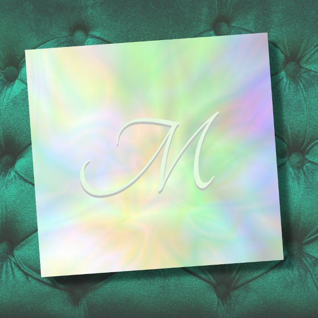 Holographic pastel gradient opal monogram initial post-it notes (Creator Uploaded)