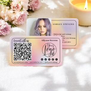 Holographic pastel Social Media QR Code Photo Logo Business Card