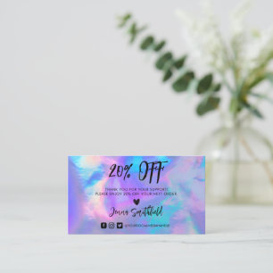 Holographic Pastel Trendy Thank You Business Card