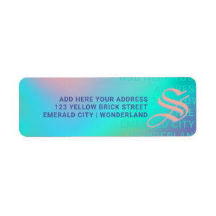 Holographic Pastels   Monogram Return Address Label