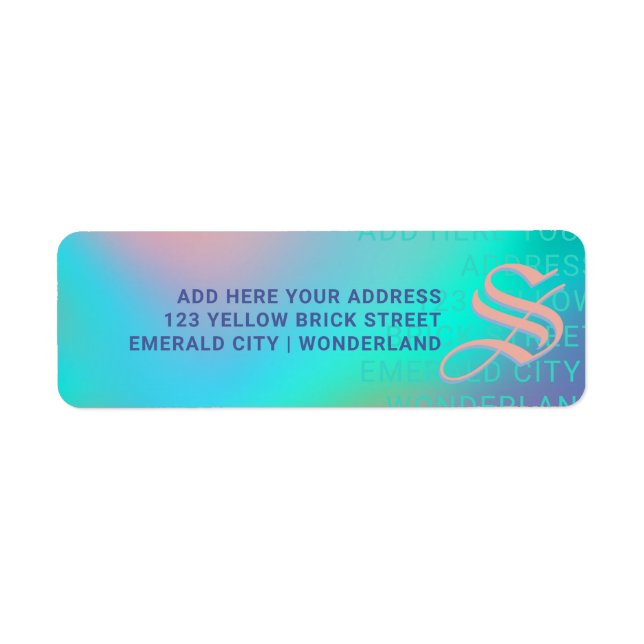 Holographic Pastels | Monogram Return Address Label (Front)