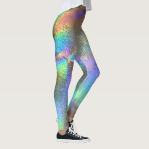 Holographic Peacock Iridescent Colourful Rainbow   Leggings
