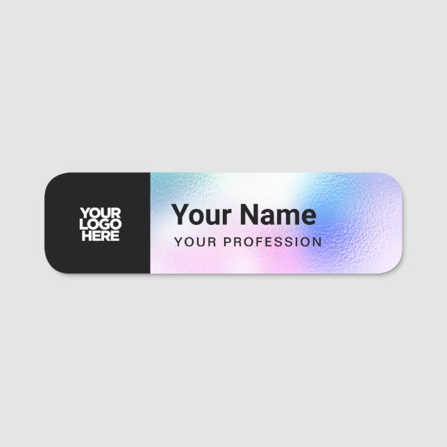 Holographic Pin Name Tag or Magnetic with Logo (Front)