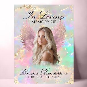 Holographic Pink Angel Wings Memorial Sign