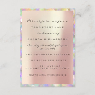 Holographic Pink Bridal Shower Sweet 16th PEARLY Invitation