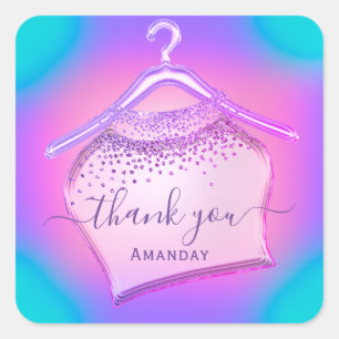 Holographic Pink Fashion Closet Boutique Influence Square Sticker