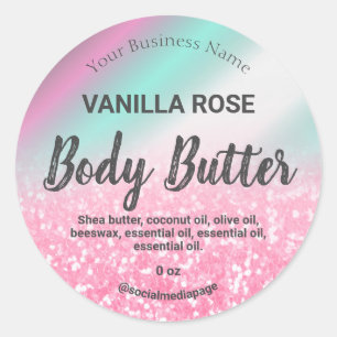 Holographic Pink Glitter Product Labels