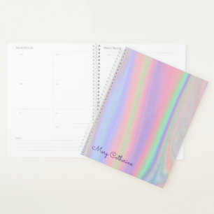 Holographic pink homework planner