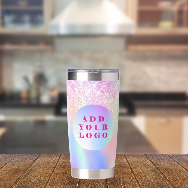 Holographic pink logo business insulated tumbler (Creator Uploaded)