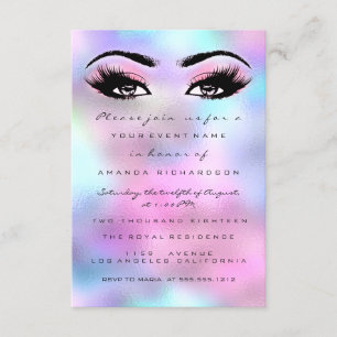 Holographic Pink Makeup Bridal Shower Sweet 16th Invitation