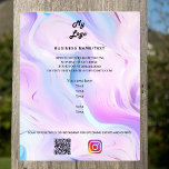 Holographic pink photo instagram business logo QR Flyer<br><div class="desc">Personalise and add your business logo,  name,  address,  your text,  your own QR code to your instagram account. Blush pink,  purple,  blue,  holographc bacground.

Back: add a photo and tell the story about your brand.</div>