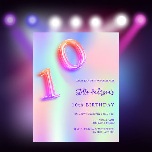 Holographic pink purple 10th birthday budget