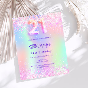 Holographic pink purple 21st birthday budget