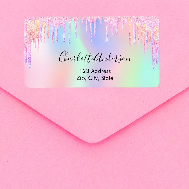 Holographic pink purple drips label (Creator Uploaded)