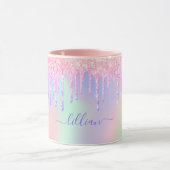 Holographic pink purple glitter name mug (Center)