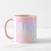 Holographic pink purple glitter name mug (Left)