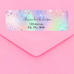 Holographic pink purple sparkles return address return address label<br><div class="desc">A trendy holographic background with unicorn colours and rainbow colours in pink,  purple,  mint green. Decorated with sparkles in pink and purple. Personalise and add your name and address. Perfect for a bridal shower,  baby shower or birthday party invitations.</div>