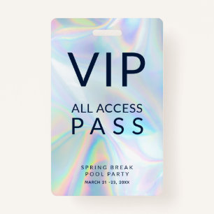 Holographic Pool Party VIP All Access Pass Event ID Badge
