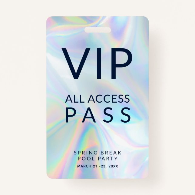 Holographic Pool Party VIP All Access Pass Event ID Badge (Front)
