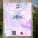Holographic purple qr code instagram business logo flyer<br><div class="desc">Personalise and add your business logo,  name,  address,  your text,  your own QR code to your instagram account. Blush pink,  purple,  blue,  holographc bacground.</div>