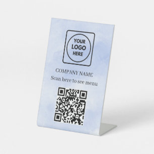Holographic QR Business Menu Display Pedestal Sign
