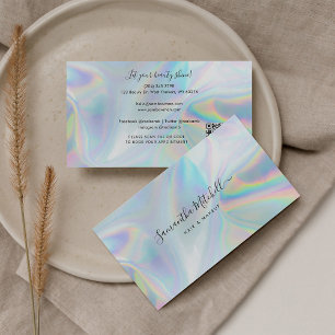 Holographic QR Code Beautician Makeup Artist Business Card